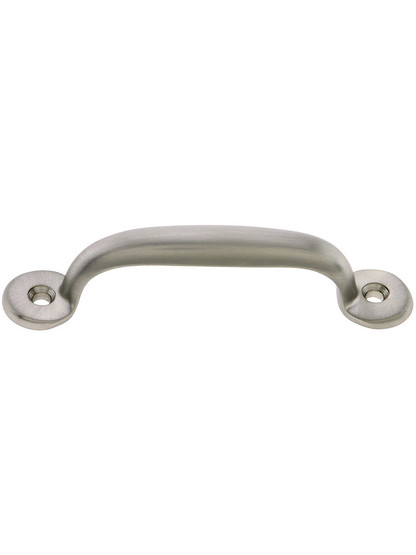 Vintage Style Utility Pull in Solid Brass - 3 inch Center to Center in Satin Nickel.